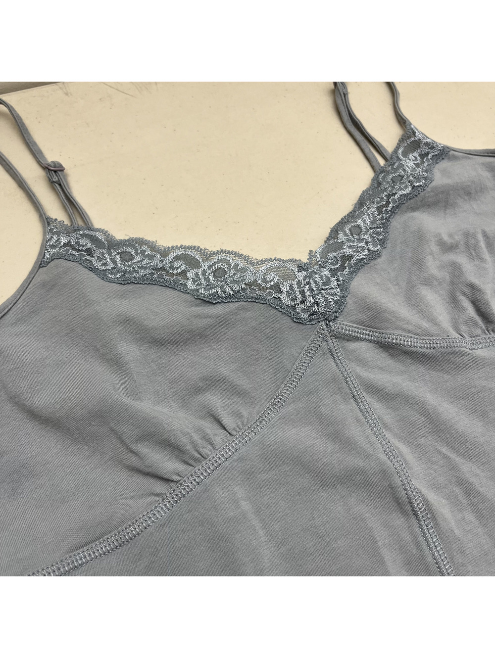Y2K Mexx Grey Ish Blue Lace Trim Camisole Sz L Coquette 2000s Bella Swan Fairy - Picture 5 of 9